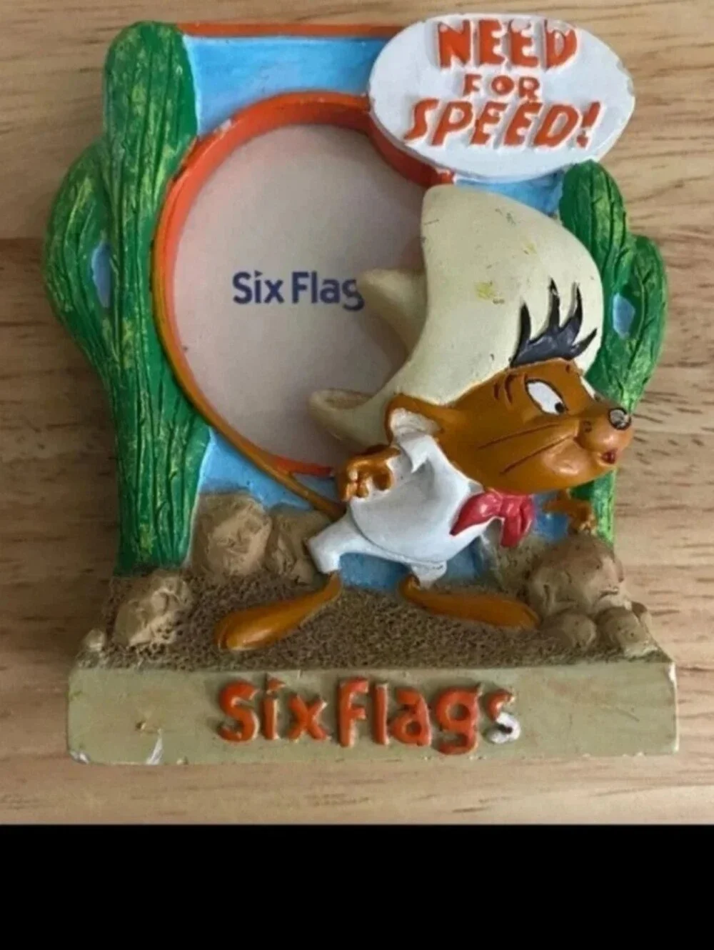 Rare (Hard To Find) 3D Embossed 1997 Six Flags Speedy Gonzales Picture Frame.